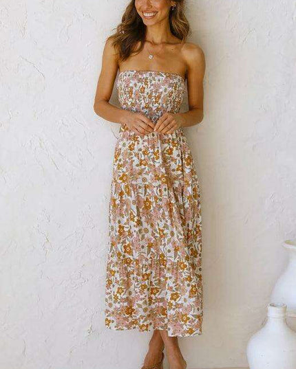 Bohemian Floral Off-Shoulder Maxi Dress