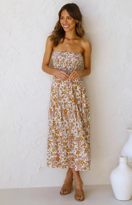 Ethereal Floral Bandeau Maxi Dress