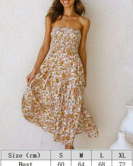 Bohemian Floral Off-Shoulder Maxi Dress