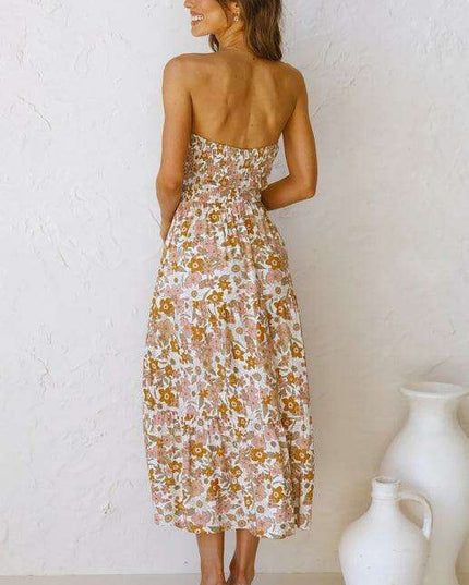 Bohemian Floral Off-Shoulder Maxi Dress