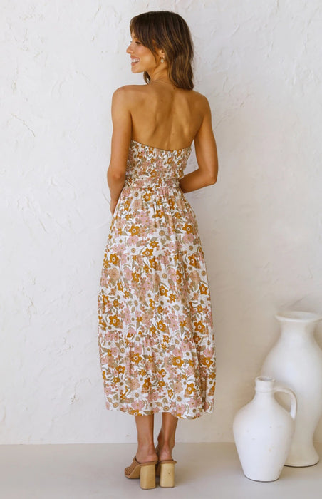 Ethereal Floral Bandeau Maxi Dress