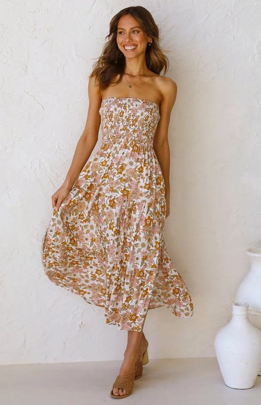 Boho Blossom Off-Shoulder Maxi Dress
