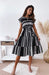 Sophisticated Short Sleeve Geometric Print Dress for Women