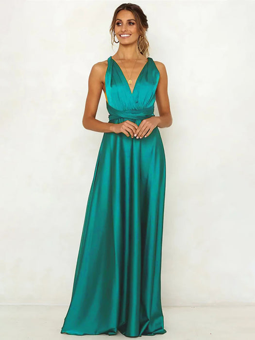 Elegant Deep V Backless Dress in Solid Color for Women