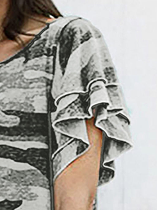 Chic Camo Crew Neck T-shirt Dress for Casual Days