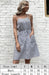 Grey Striped Cotton Linen Slip Dress - Women's Versatile Chic Attire