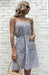 Grey Striped Cotton Linen Slip Dress - Women's Casual Chic Essentials
