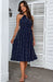 Blue Polka Dot Halter Neck Midi Beach Dress - Women's Sling Silhouette Summer Essential
