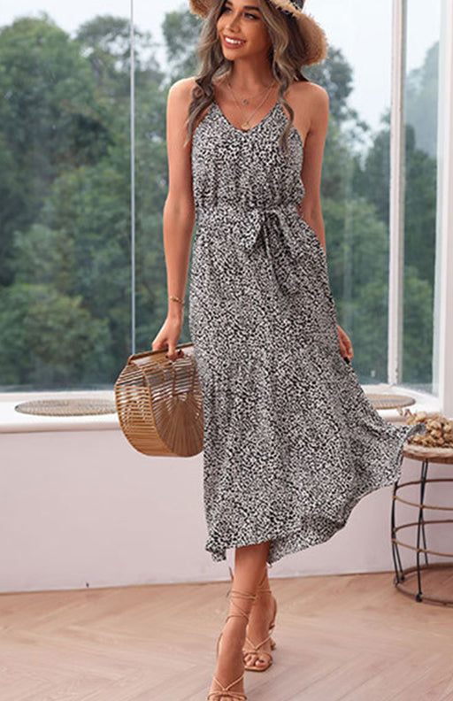 Leopard Print Lace-Up Off-Shoulder Bodycon Dress