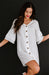 Elegant V-Neck Shift Dress with Flare Sleeves and Button Accent for Women