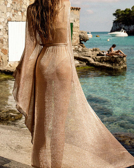 Sexy scale mesh beach shirt swimsuit with sunscreen cardigan