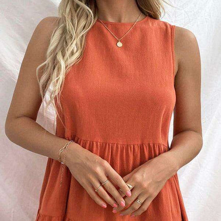 Lotus Blossom Cotton Summer Dress - Women's Chic Essential