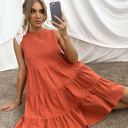 Lotus Blossom Cotton Summer Dress - Women's Chic Essential