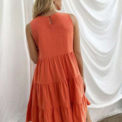 Lotus Blossom Cotton Summer Dress - Women's Chic Essential