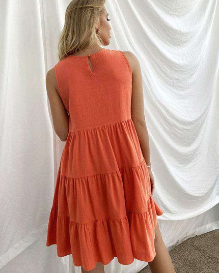 Lotus Blossom Cotton Summer Dress - Women's Chic Essential