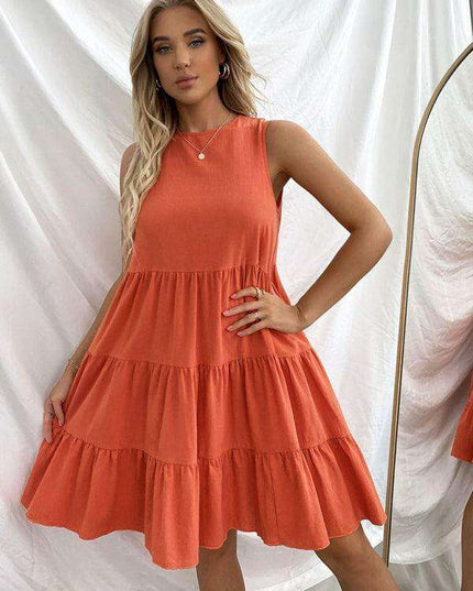 Lotus Blossom Cotton Summer Dress - Women's Chic Essential