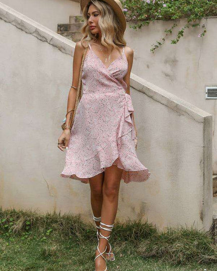 Charming Floral Ruffle Midi Dress - Ideal for Elegant Garden Gatherings