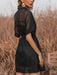 Elegant Black Mesh Dress with Lapel Collar - Versatile Style