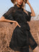 Elegant Black Mesh Dress with Lapel Collar - Versatile Style