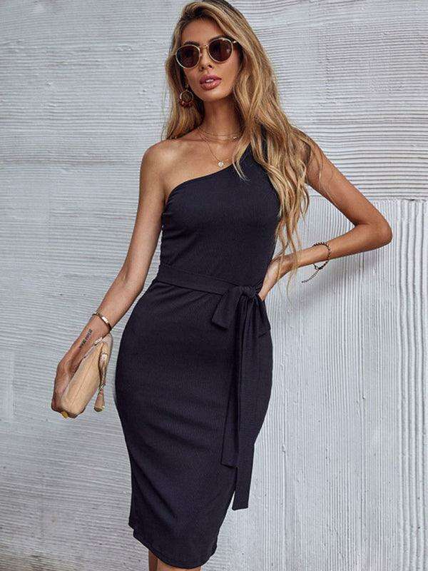 Chic Knee-Length Dress with Unique Shoulder Bag Detail - Ideal for Any Event!