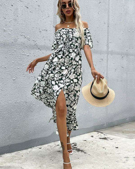 Elegant Asymmetrical Print Midi Dress for Effortless Style