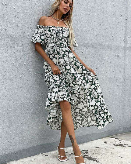 Elegant Asymmetrical Print Midi Dress for Effortless Style