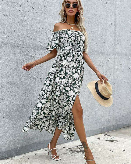 Elegant Asymmetrical Print Midi Dress for Effortless Style