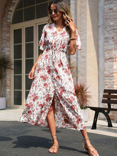 Summer Breeze Floral Short Sleeve Dress for Women