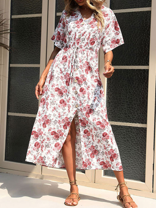 Summer Vibes Printed Short Sleeve Women's Leisure Dress