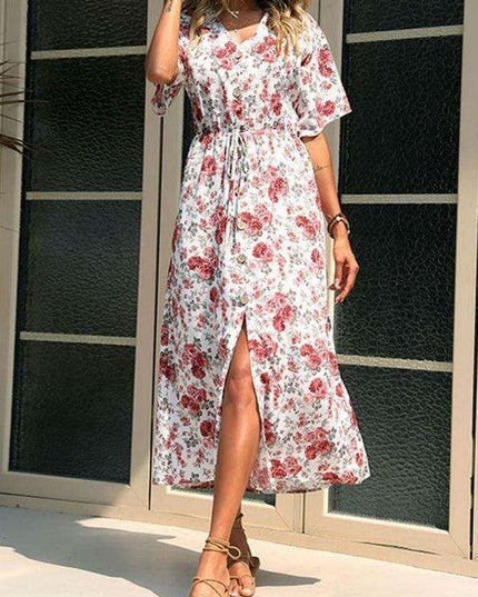 Summer Breeze Floral Short Sleeve Dress for Women
