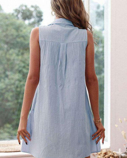 Chic Pleated Blue Tank Dress - Effortless Elegance Awaits