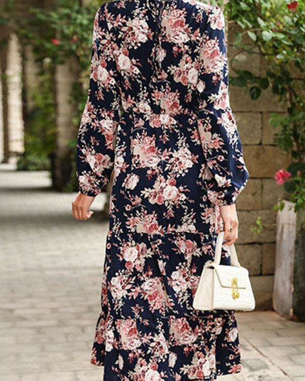 Retro Elegance Long Sleeve Dress - Ideal for Fall & Winter Fashion