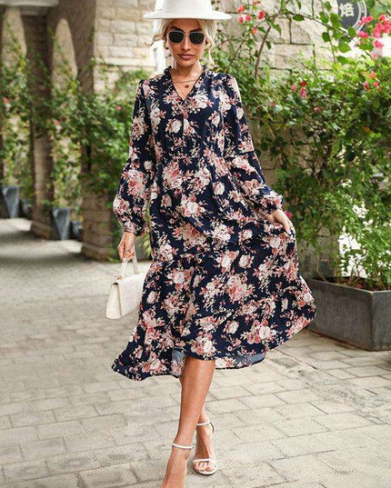 Retro Elegance Long Sleeve Dress - Ideal for Fall & Winter Fashion