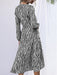 Zebra Print V-Neck Tie Long Sleeve Maxi Dress