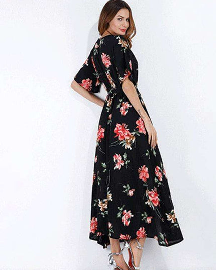 Chic Floral Escape V-Neck Vacation Dress - Ideal for Effortless Style