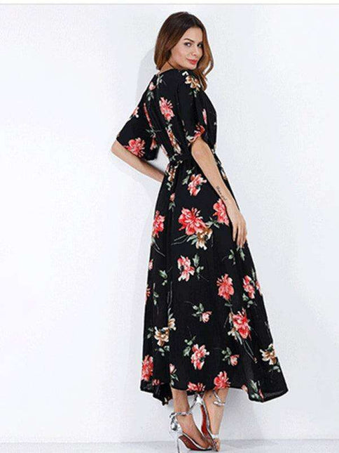 Chic Floral Escape V-Neck Vacation Dress - Ideal for Effortless Style