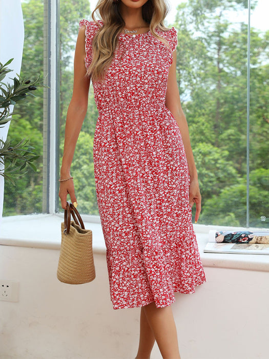 Chic Floral Print Slim Fit Dress with European-Inspired Elegance