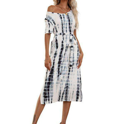 Chic European Tie Dye Summer Dress with Flattering Fit