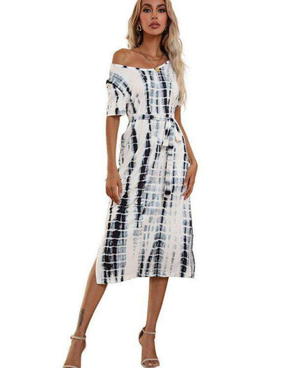 Chic European Tie Dye Summer Dress with Flattering Fit