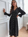 Chic Black Polka Dot Princess Sleeve A-line Dress for Fall Women