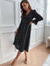 Autumn Chic: Black Polka Dot A-line Dress with Princess Sleeves