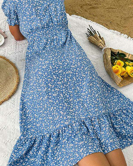 Enchanting Floral Summer Dress for Women in Vibrant Garden Print