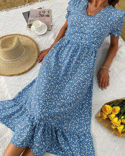 Enchanting Floral Summer Dress for Women in Vibrant Garden Print