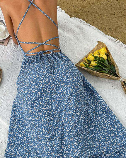 Elegant Black Floral Summer Dress with V-Neck and Sleeveless Design