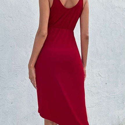 Sophisticated Asymmetrical Hem Slip Dress in Lightweight Polyester for Effortless Style