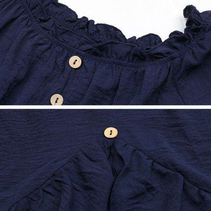 Chic Blue One Shoulder Ruffle Dress with Flowy Hem