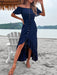 Blue Asymmetrical Ruffle Dress with Flounce Hem