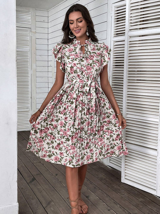 European and American Charm: Retro Skirt Print White Dress for Stylish Summers