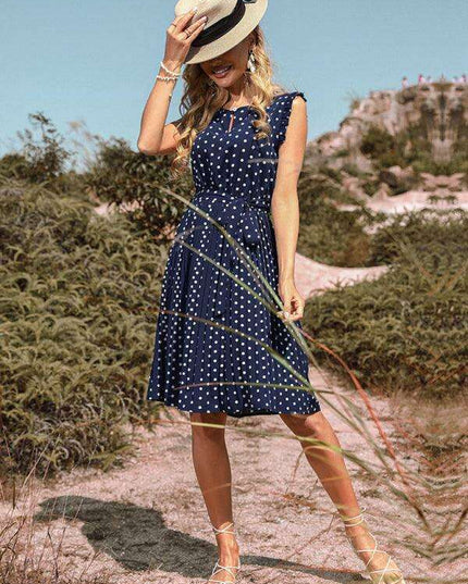 Elegant Polka Dot Pleated Dress - Effortless Charm for Any Occasion