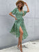 Vibrant Green Western Print Slim Fit Dress with Cowgirl Flair